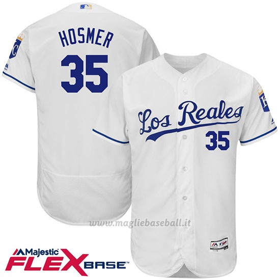 Maglia Baseball Uomo Kansas City Royals Eric Hosmer 35 Bianco Flex Base Autentico Collezione Giocatore
